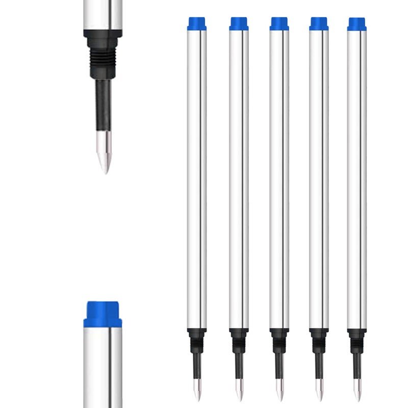 DunBong Spiral Refill, Replaceable Gel Ink Rollerball Refills 5 Pack, 0.5mm Medium Point, Threaded Rolling Ball Refills (Navy Blue) - Image 1