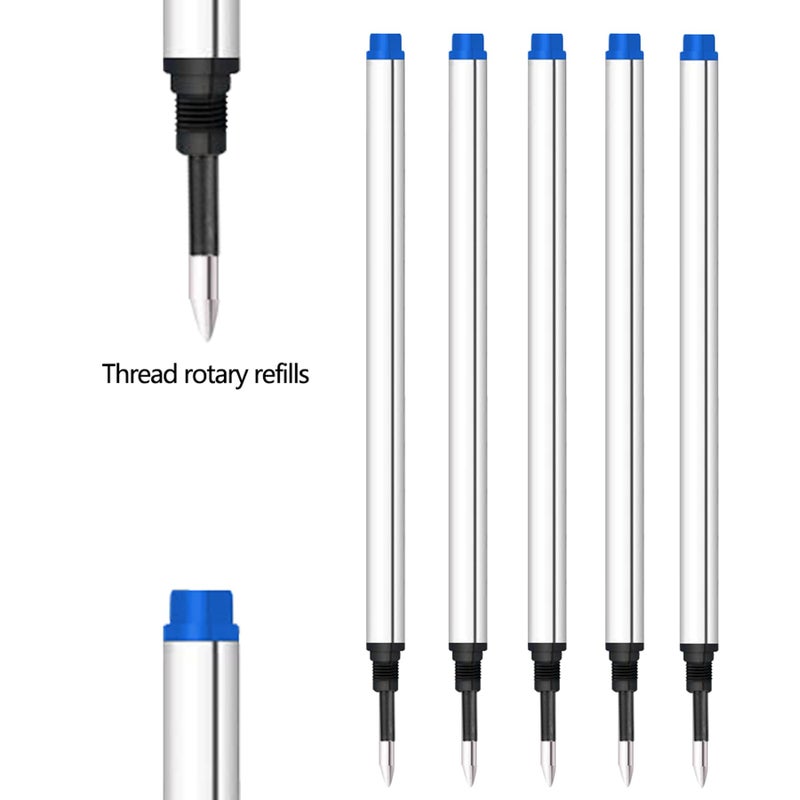 DunBong Spiral Refill, Replaceable Gel Ink Rollerball Refills 5 Pack, 0.5mm Medium Point, Threaded Rolling Ball Refills (Navy Blue) - Image 4