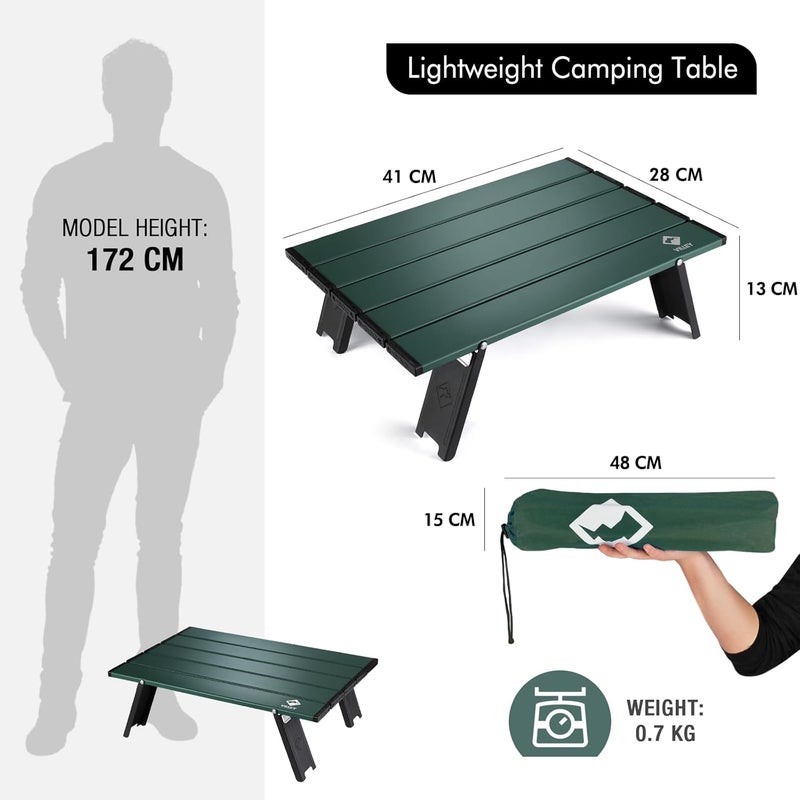 VILLEY Portable Mini Folding Beach Table, Ultralight Aluminum Side Table with Carry Bag for Camping, Picnics, and Outdoor Activities - Green - Image 3