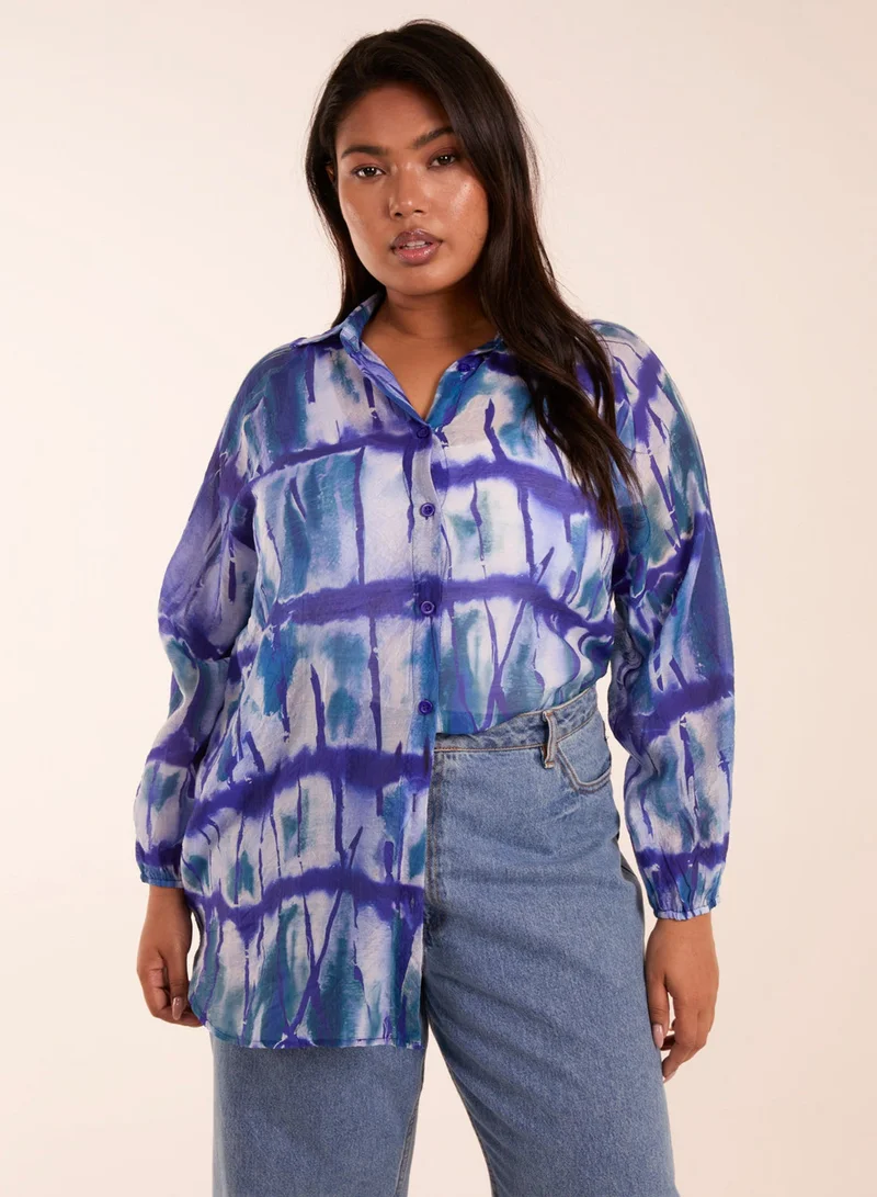 Blue Vanilla Curve Tie Dye Shirt