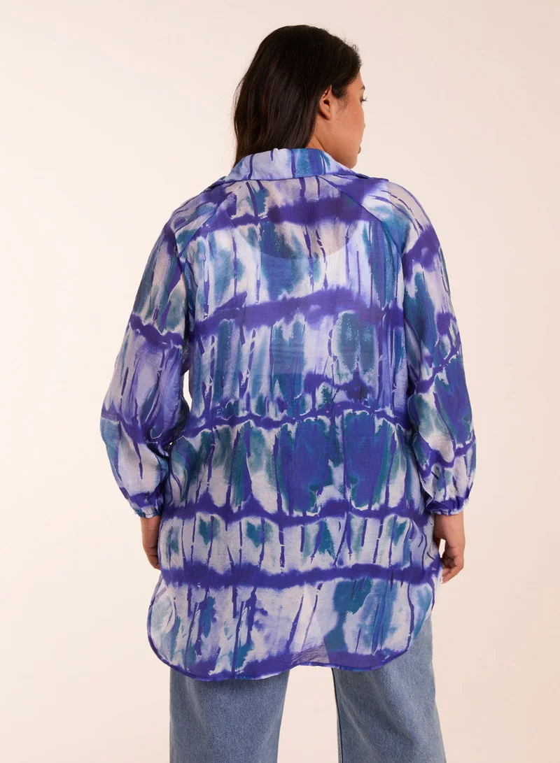 Blue Vanilla Curve Tie Dye Shirt