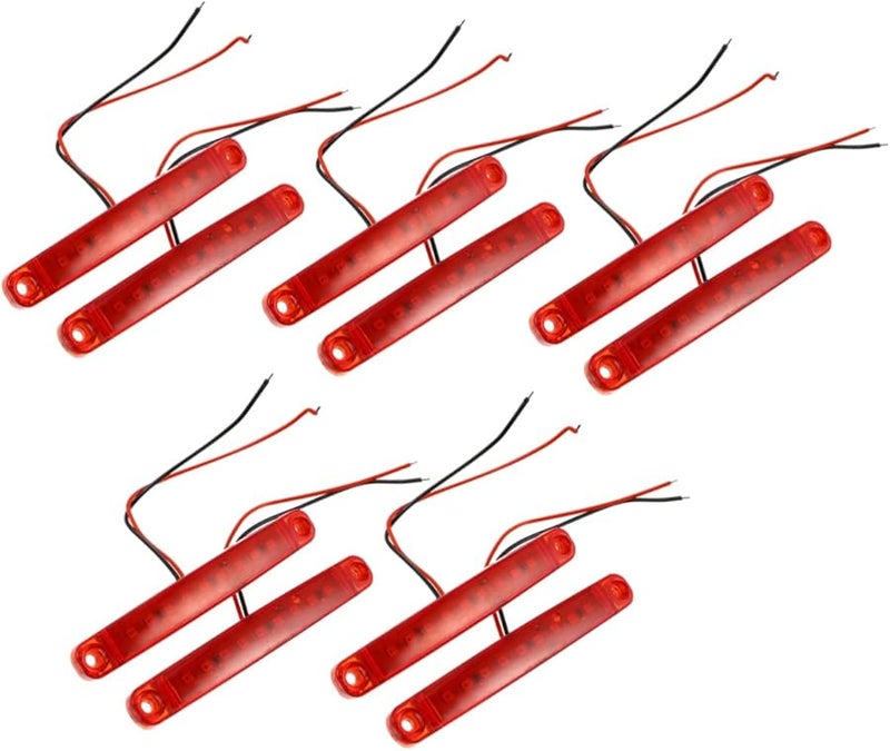 مصابيح علامة جانبية LED حمراء 10 قطع للشاحنات والمقطورات والقوارب مؤشر فرامل موفر للطاقة - Image 1