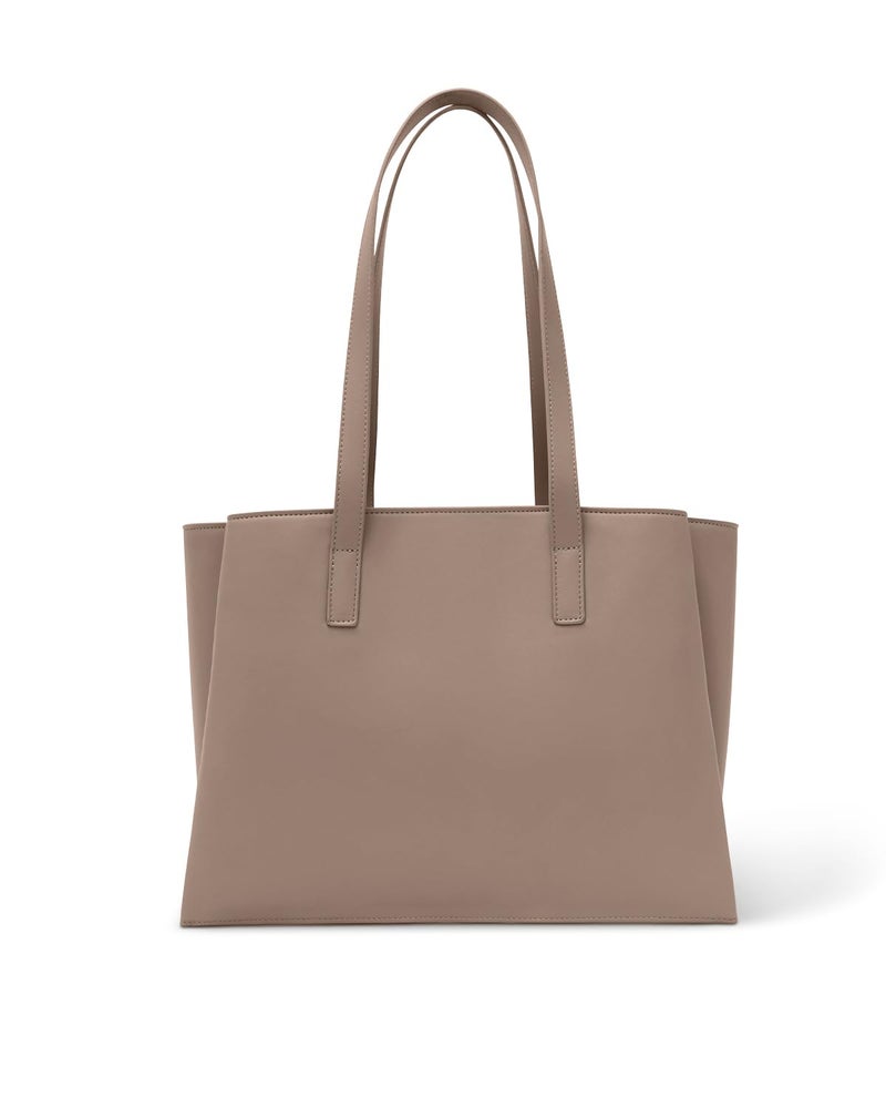 Apryl Work Tote Bags for Women 14 Inch - Work Bag Laptop Bag with Zip Compartments - Large PU Leather Office Purse Computer Briefcase - Taupe - Image 1