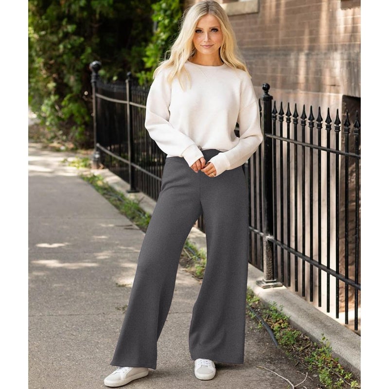 NEW YOUNG 3 Pack Women's Wide Leg Pants with Pockets High Waist Loose Sweatpants Casual Lounge Yoga Workout Palazzo - Image 4