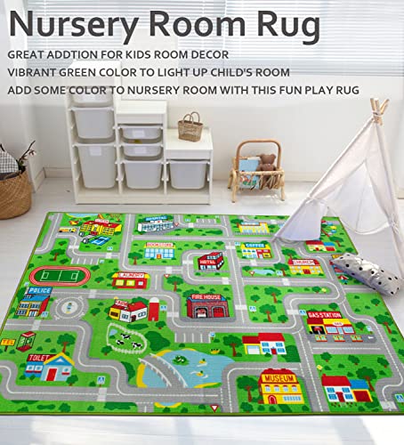 Yincimar Kids Carpet Playmat Car Play Rug City Life Traffic Road Kids Rug 5' x 6'6" Large Children Educational & Game Area Rug for Toddler Boys Bedroom Playroom Classroom - Image 2