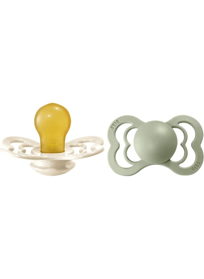 BIBS لهاية بيبس باصيفير سوبريم لاتكس حجم 2 - للأطفال (+6 أشهر) 2 قطع - عاجي/ساج - Image 1