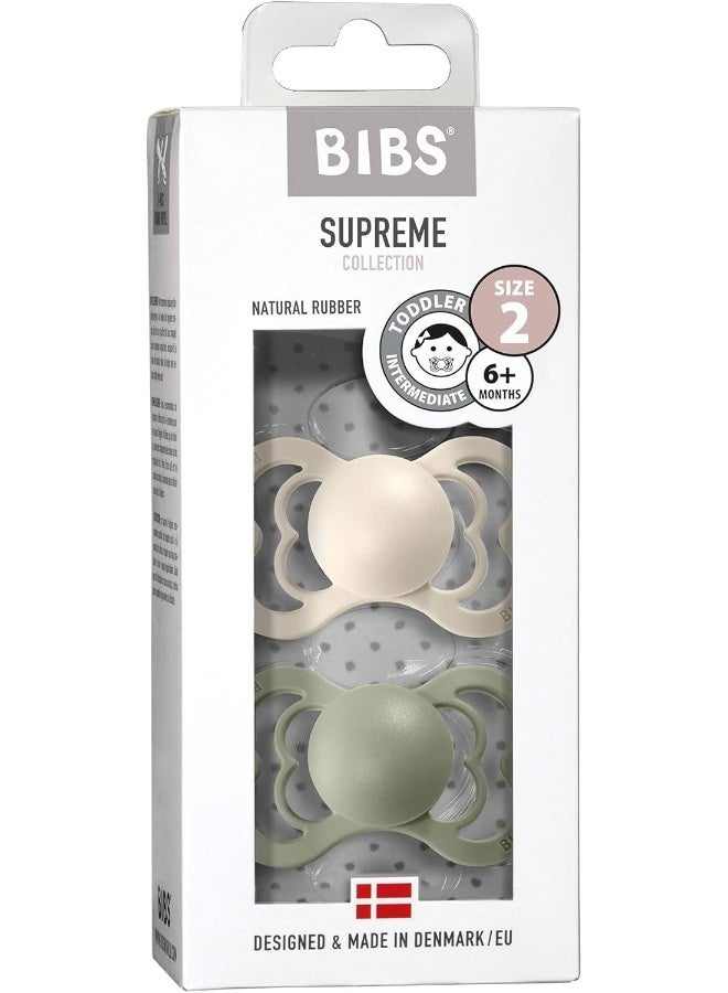 BIBS لهاية بيبس باصيفير سوبريم لاتكس حجم 2 - للأطفال (+6 أشهر) 2 قطع - عاجي/ساج - Image 3