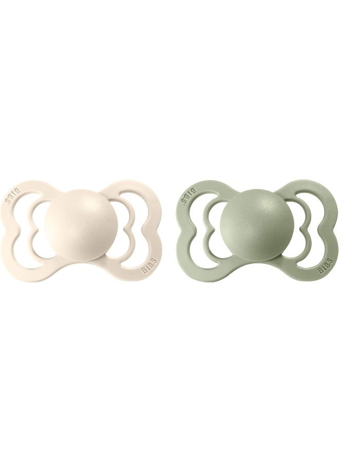 BIBS لهاية بيبس باصيفير سوبريم لاتكس حجم 2 - للأطفال (+6 أشهر) 2 قطع - عاجي/ساج - Image 2