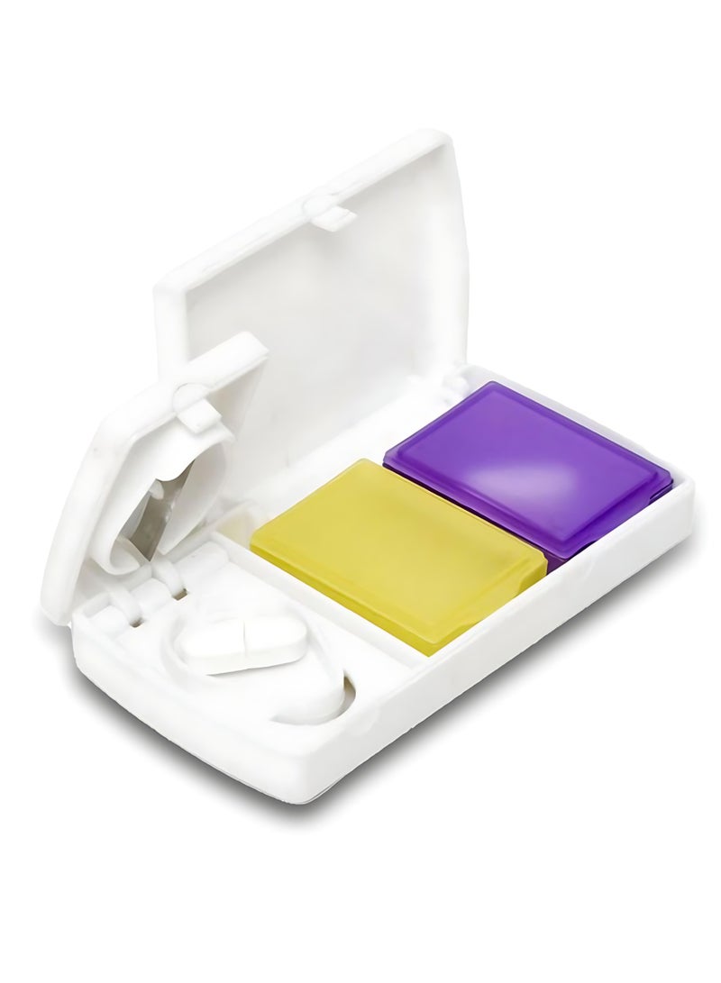 Pocket Pill Cutter, Pill Splitter to split the tablet with Medicine  storage box and stainless steel blade, Manual Pill splitter with two Pill Organizer Case - Image 1