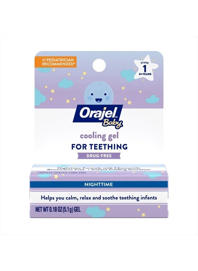 Orajel جل تبريد ليلي للأطفال لتهدئة آلام التسنين، خالي من الأدوية، العلامة التجارية الموصى بها من قبل أطباء الأطفال لتهدئة آلام التسنين، أنبوب واحد 0.18 أونصة - Image 1
