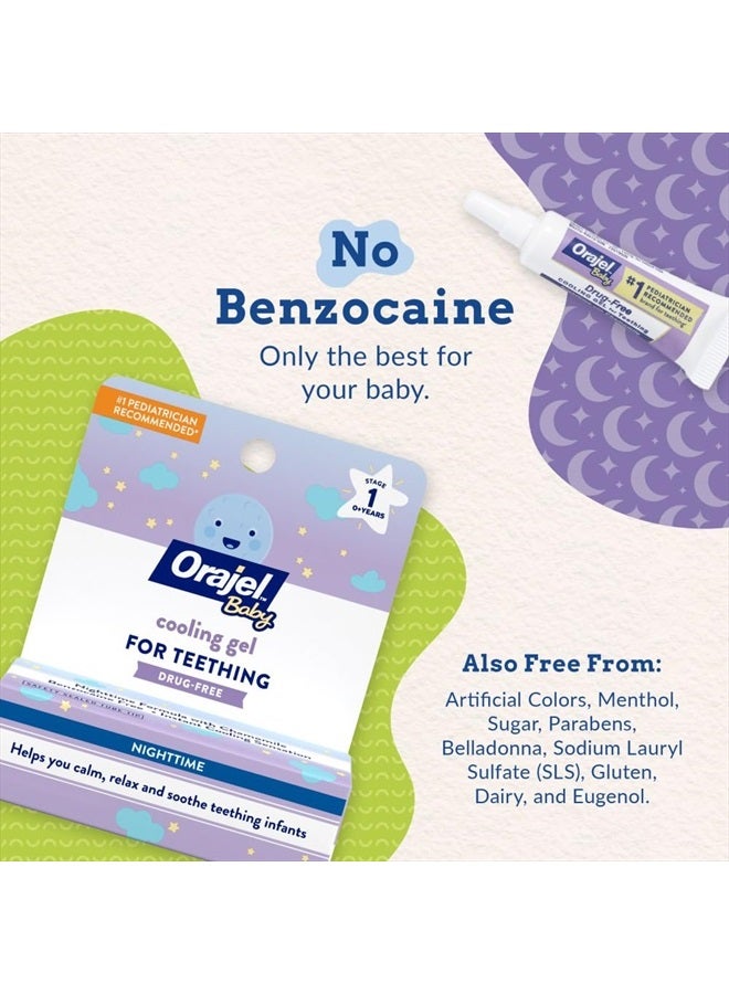 Orajel جل تبريد ليلي للأطفال لتهدئة آلام التسنين، خالي من الأدوية، العلامة التجارية الموصى بها من قبل أطباء الأطفال لتهدئة آلام التسنين، أنبوب واحد 0.18 أونصة - Image 3