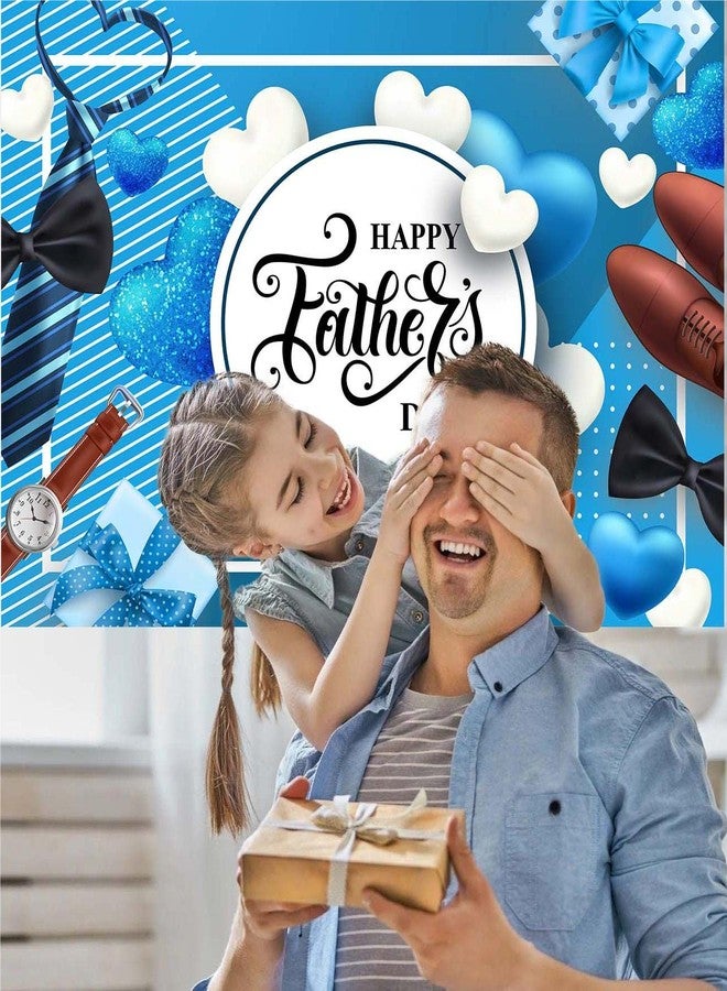 WANGRJ Happy Father's Day Backdrop Blue White Heart Stripe Tie Father's Day Party Background I Love Dad Thank You Daddy Man Festival Family Photography Decoration Supplies 7x5FT - Image 5