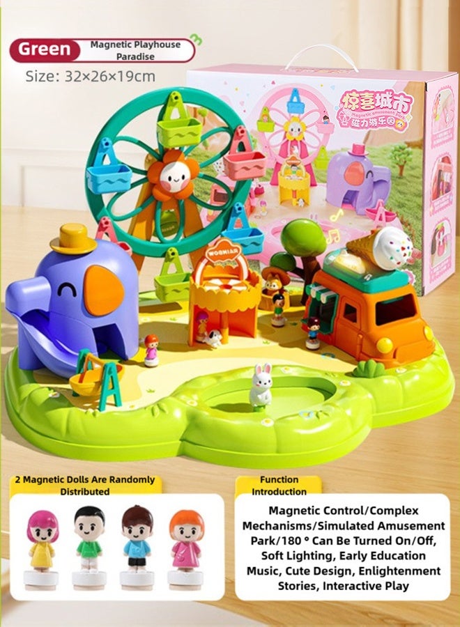 Magnetic Dream Playground Doll House Interactive Educational Playset for Girls 3+ Years Old DIY Assembly Creative Pretend Play Birthday & Eid Gift Kids Play House Toy - Image 1