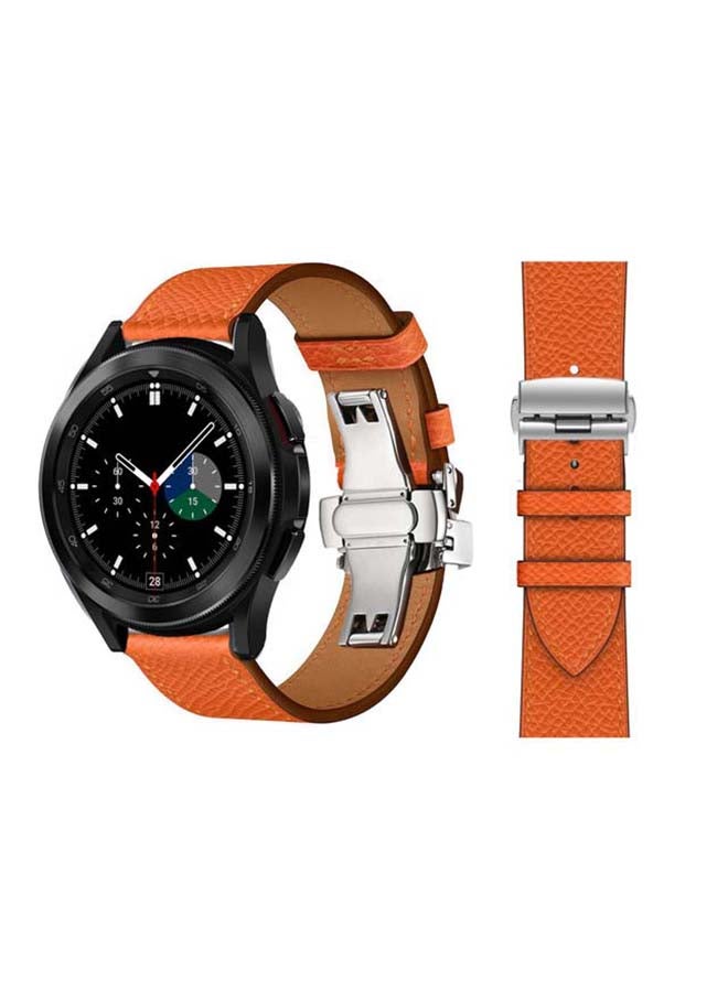 Perfii Genuine Leather Replacement Band for Samsung Galaxy Watch4 42/46mm Orange - Image 1