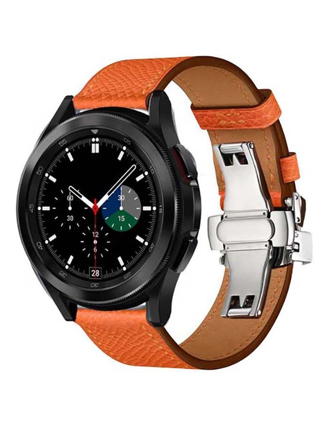 Perfii Genuine Leather Replacement Band for Samsung Galaxy Watch4 42/46mm Orange - Image 2