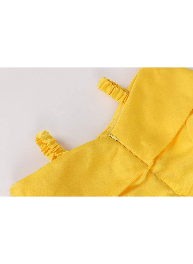 JerrisApparel JerrisApparel Princess Dress Off Shoulder Layered Costume for Little Girl (6 Years, Yellow with Accessories)  - Image 5