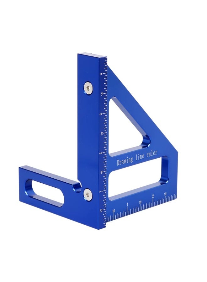 Imperial 3D Multi-Angle Measuring Ruler,45/90 Degree Aluminum Alloy Woodworking Square Protractor, Miter Triangle Ruler Layout Measuring Tool for Engineer Carpenter (Color : Blue) - Image 1