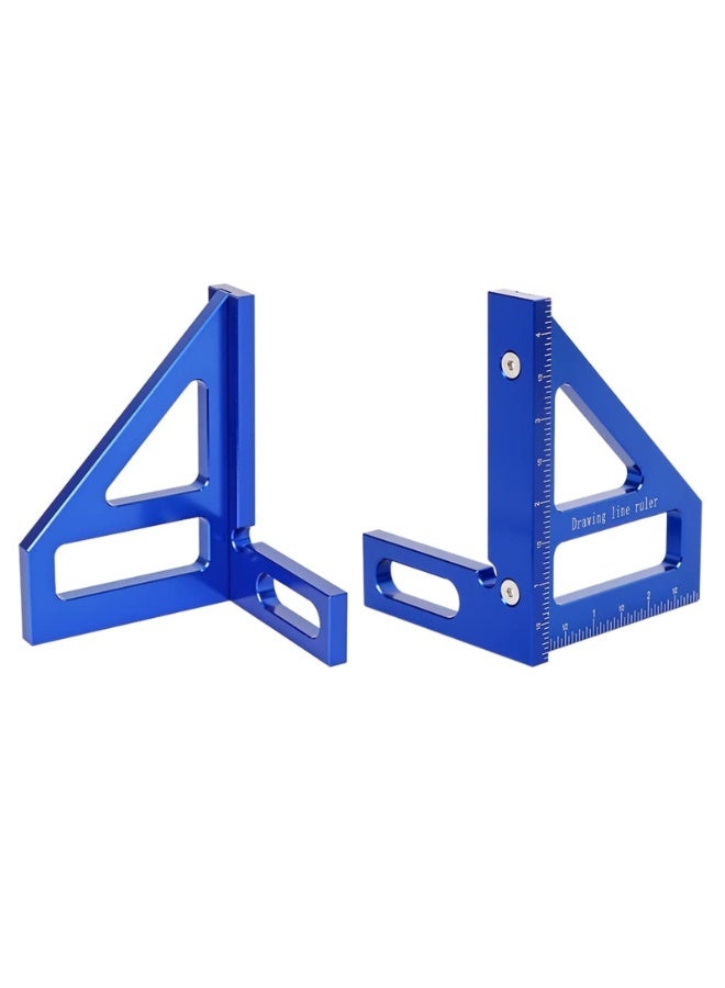Imperial 3D Multi-Angle Measuring Ruler,45/90 Degree Aluminum Alloy Woodworking Square Protractor, Miter Triangle Ruler Layout Measuring Tool for Engineer Carpenter (Color : Blue) - Image 2