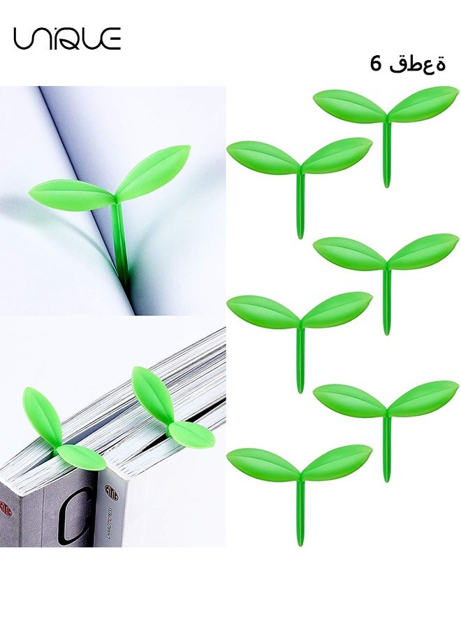 6 Pieces Leaves Bookmarks, Sprout Little Green Bookmarks Mini Green Sprout Bookmarks Silicone Grass Buds Bookmarks Creative Gifts for Bookworm Book Lovers Reading (Green)