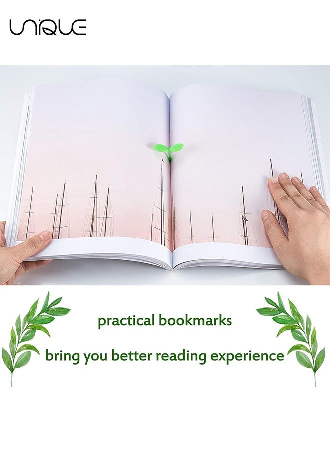 6 Pieces Leaves Bookmarks, Sprout Little Green Bookmarks Mini Green Sprout Bookmarks Silicone Grass Buds Bookmarks Creative Gifts for Bookworm Book Lovers Reading (Green)