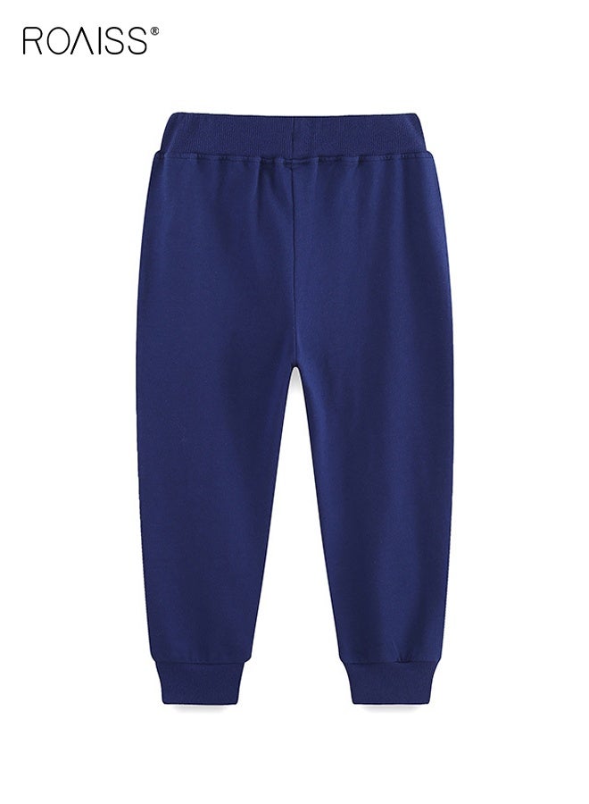 roaiss Toddler Boys Sweatpants, Cartoon Jogger Sweatpants with Animal Patterns and 2 Side Pockets, Drawstring Long Pants with Cuffed Ankles, Suitable for Daily Wear or Any Occasion - Image 2