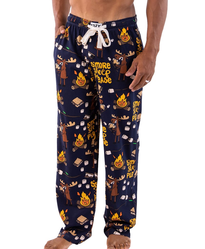 Lazy One Animal Pajama Pants for Men, Men's Separate Bottoms, Lounge Pants, Funny, Humorous, Moose, Camping, Fire (Smore Sleep Please, Large) - Image 1