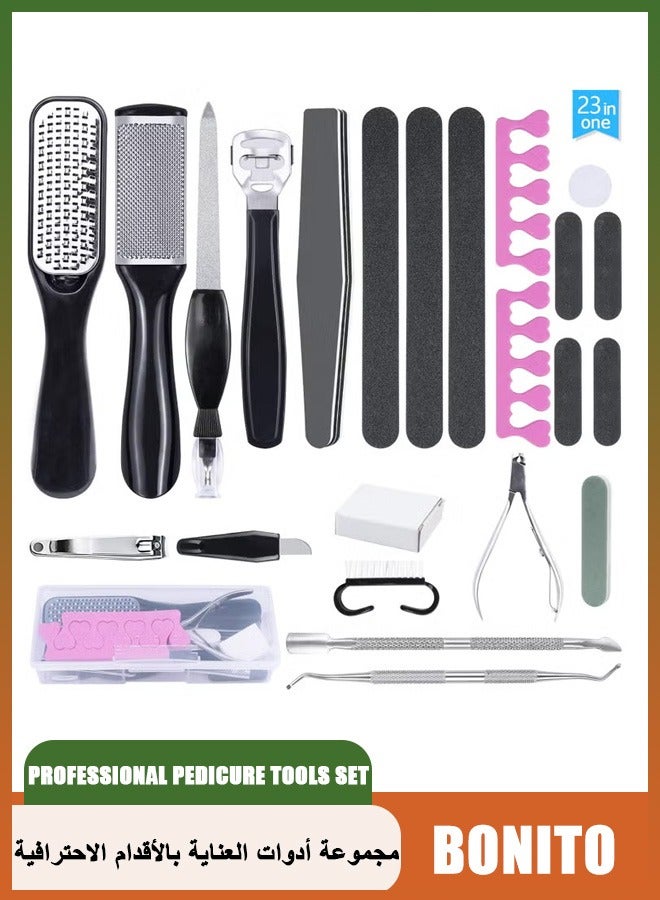 بونيتو 23 في 1 المهنية أدوات باديكير مجموعة العناية بالقدم، باديكير كيت اليد القدم مانيكير مجموعة الرعاية، اليد القدم مانيكير وباديكير مجموعة الفولاذ المقاوم للصدأ العناية بالقدم كيت القدم عرموش القدم - Image 1