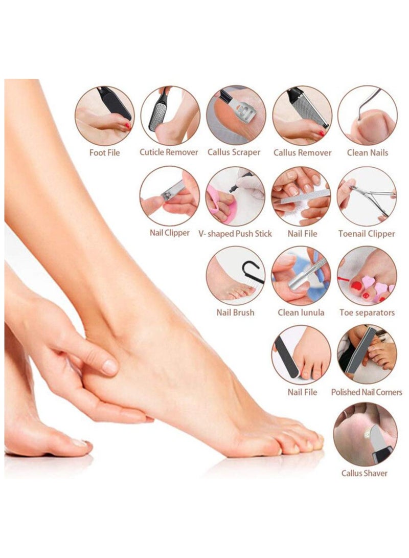 بونيتو 23 في 1 المهنية أدوات باديكير مجموعة العناية بالقدم، باديكير كيت اليد القدم مانيكير مجموعة الرعاية، اليد القدم مانيكير وباديكير مجموعة الفولاذ المقاوم للصدأ العناية بالقدم كيت القدم عرموش القدم - Image 2