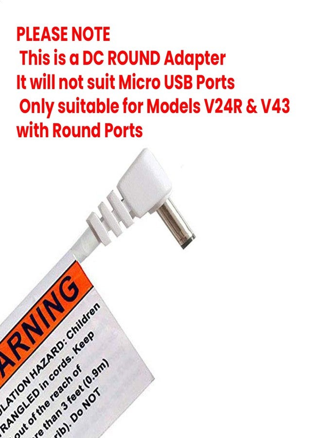 Babysense Round Power Adapter for Video Baby Monitors: V24R and V43 Only (Will Not Fit Micro USB Port - Only for Round DC Ports!) - Image 2