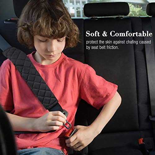 MIKAFEN 4 Pack Universal Car Seat Belt Pads, Adult Seat Belt Shoulder Strap Covers Harness Pad for Car/Bag,Soft Comfort Helps Protect You Neck Shoulder from The Seat Belt Rubbing（Black） - Image 5
