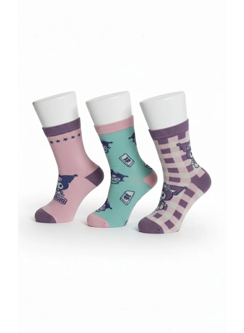 kuromi 3 أزواج | جوارب كورومي للكاحل 78% قطن | 18% بوليستر | 4% إيلاستين