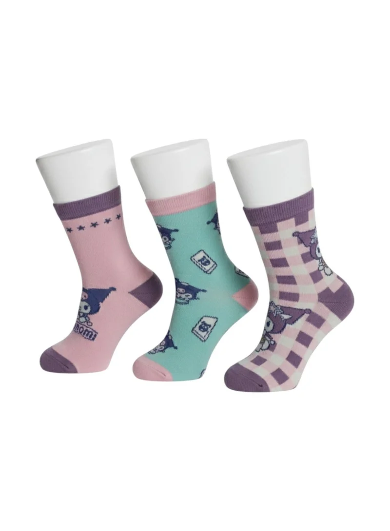 kuromi 3 أزواج | جوارب كورومي للكاحل 78% قطن | 18% بوليستر | 4% إيلاستين