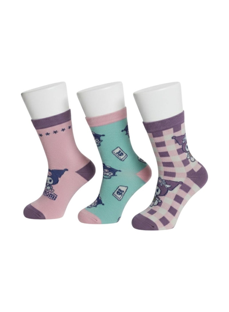 kuromi 3 PAIRS | KUROMI ANKLET SOCKS 78% COTTON| 18% POLYESTER | 4% ELASTANE - Image 1