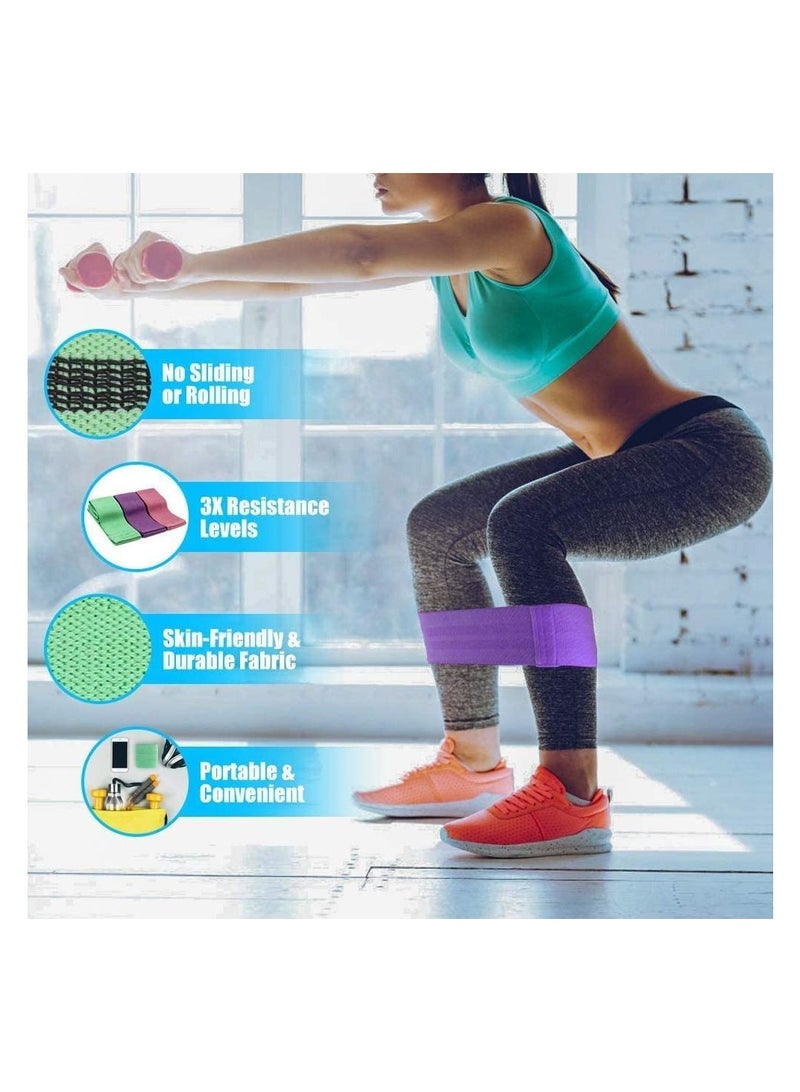 Resistance Bands NonSlip Fabric Booty Set with 3 Levels Hip Exercise for Women Men Strength Training Ideal Squats Glute Bridge Lunges Pilates Yoga