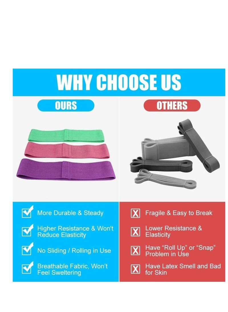 Resistance Bands NonSlip Fabric Booty Set with 3 Levels Hip Exercise for Women Men Strength Training Ideal Squats Glute Bridge Lunges Pilates Yoga