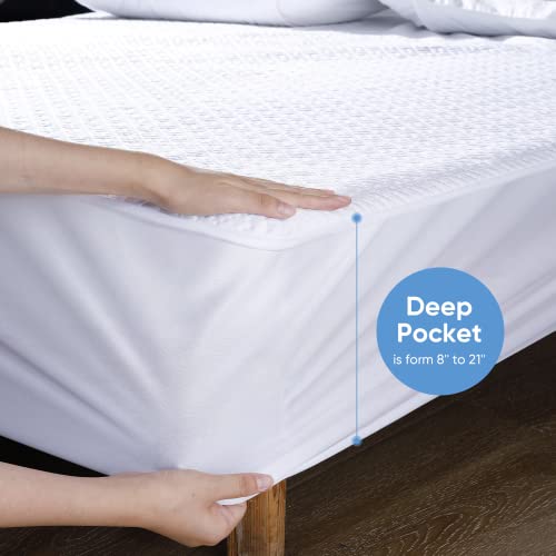 Hanherry 100% Waterproof Mattress Protector King Size, Mattress Cover 3D Air Fabric Cooling Mattress Pad Cover Smooth Soft Breathable Noiseless, 8''-21'' Deep Pocket - Image 4