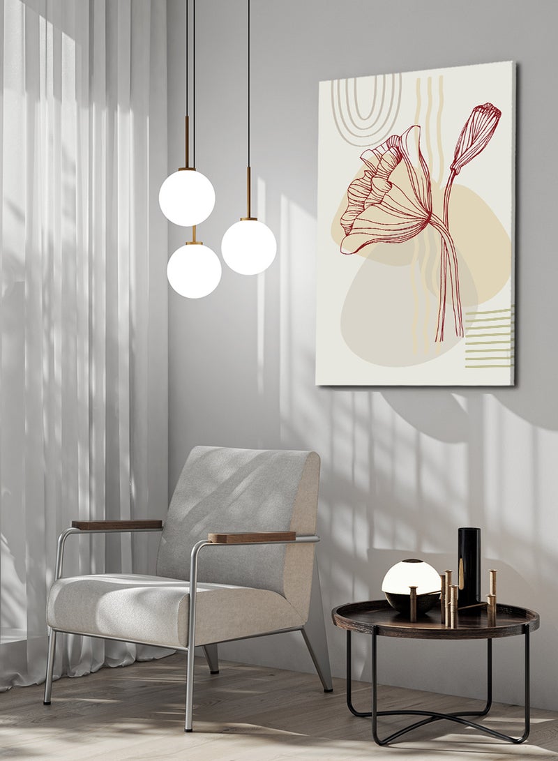 LOWHA Canvas Wall Art Stretched Over Wooden Frame with Tropical Plant Painting - Image 1