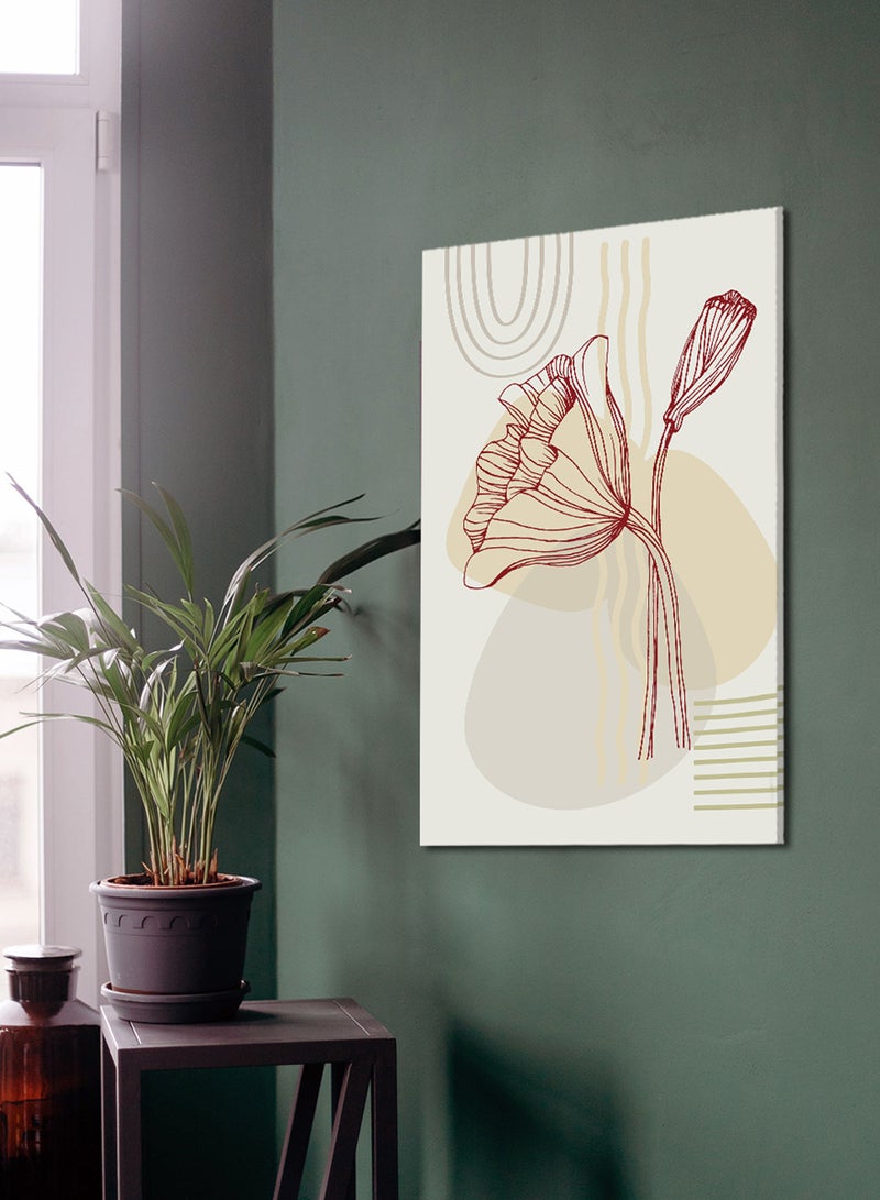 LOWHA Canvas Wall Art Stretched Over Wooden Frame with Tropical Plant Painting - Image 3