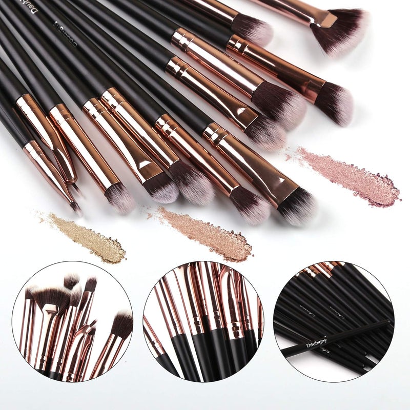 Daubigny Eye Makeup Brushes, 12 PCS Professional Eye shadow, Concealer, Eyebrow, Foundation, Powder Liquid Cream Blending Brushes Set With Carrying Bag (Black) - Image 3