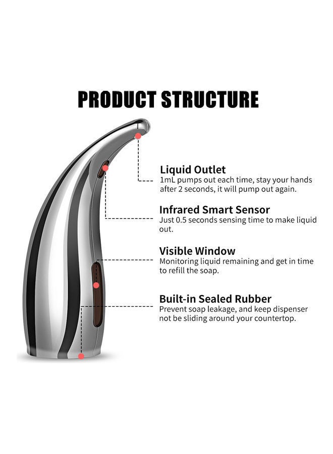 NIBEMINENT Infrared Hand-free Touchless Soap Dispenser Silver 22.30 x 7.50 14.50cm - Image 3