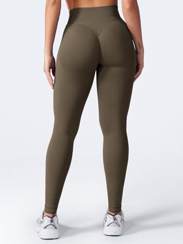 VOYJOY Women Seamless Impact Leggings Scrunch Workout Leggings Medium Waist Tummy Control Butt Lifting Gym Yoga Pants Coffee S - Image 3