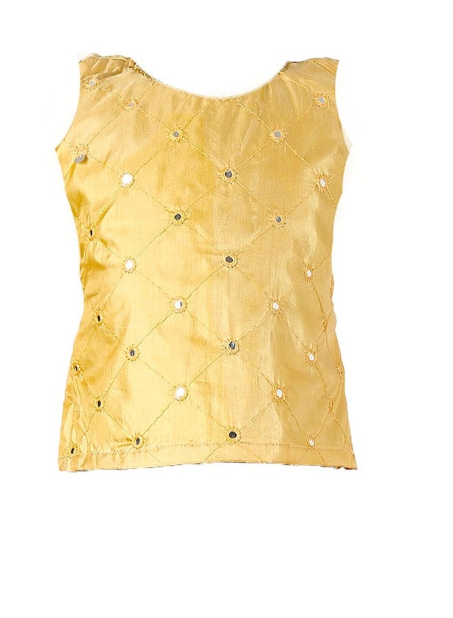 HIBA Kids Baby Girl's Net Sequence booti Readymade Lehenga Choli golden top and orange bottom New Born Baby - Image 4