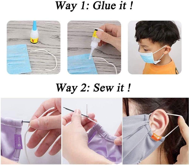 Aakriti Elastic Cord Round Stretchy Ear Loop Strap String Sewing for Comfortable Ear Tie Handmade Rope for Crafts DIY Mask Making White 3mm Length 200Meter
