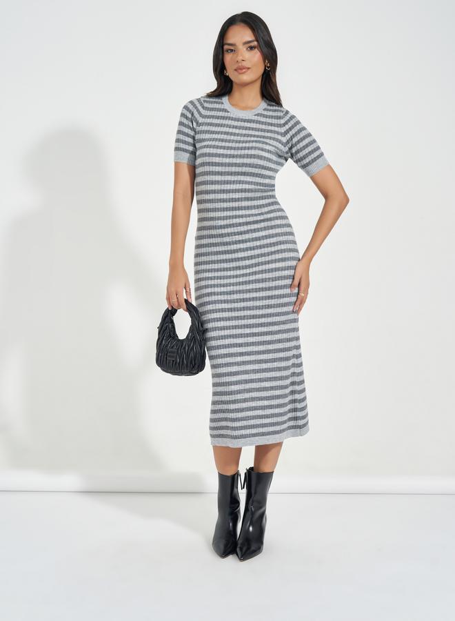 Styli Striped Knit Dress  - Image 3