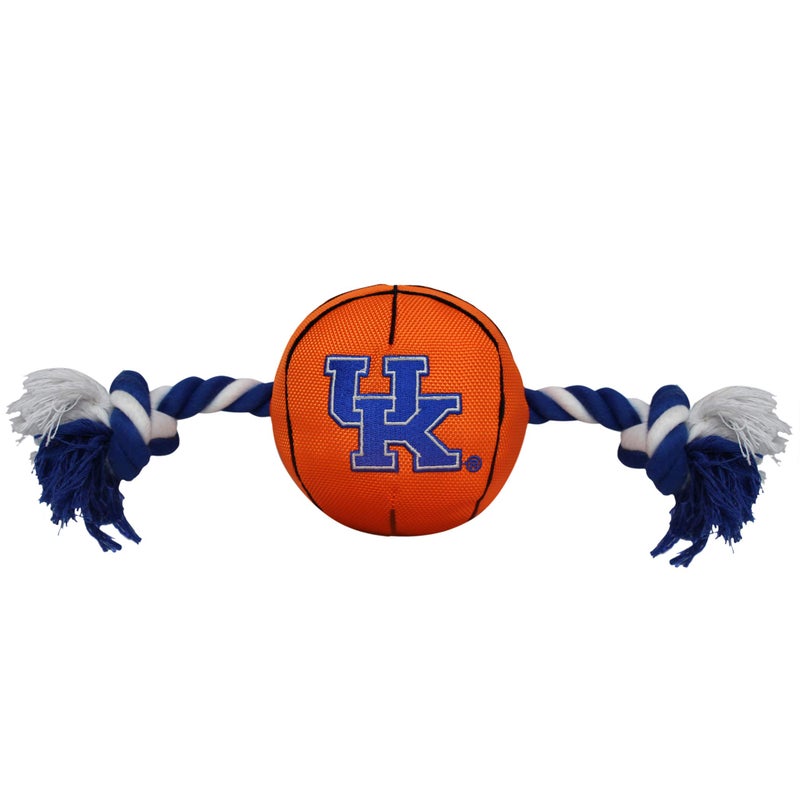 Pets First NCAA Kentucky Wildcats Basketball Rope Toy for Dogs & Cats. Tough Nylon, Sporty Basketball Design, Heavy-Duty Ropes with Inner Squeaker - Image 2