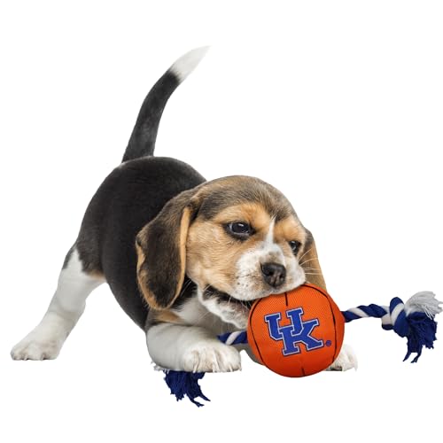 Pets First NCAA Kentucky Wildcats Basketball Rope Toy for Dogs & Cats. Tough Nylon, Sporty Basketball Design, Heavy-Duty Ropes with Inner Squeaker - Image 3