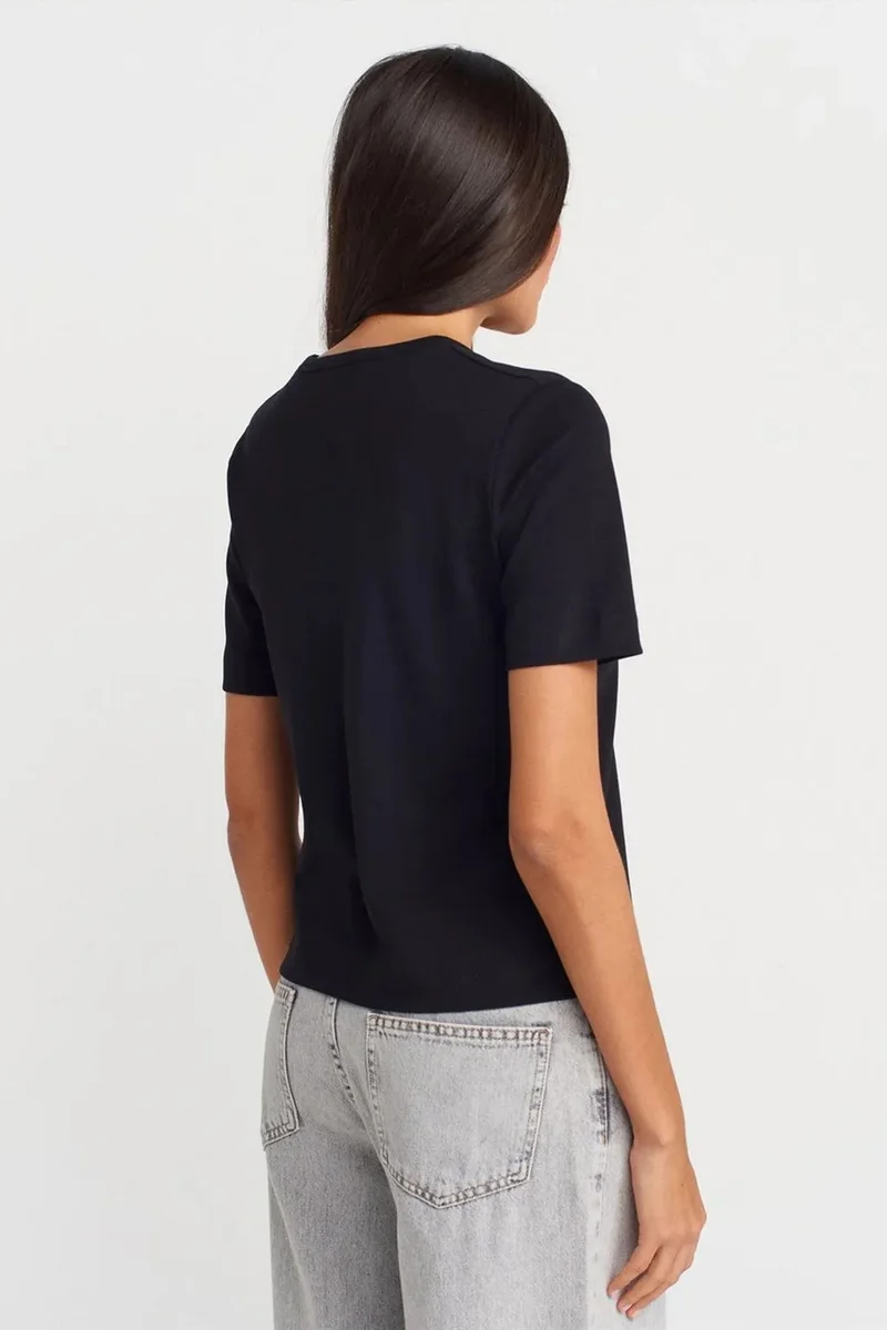 Dilvin Black DILVIN Women's Cotton V-Neck T-Shirt for Women | Best Price UAE