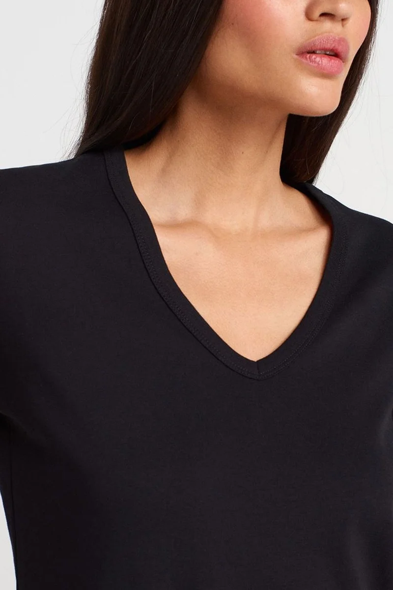 Dilvin Black DILVIN Women's Cotton V-Neck T-Shirt for Women | Best Price UAE