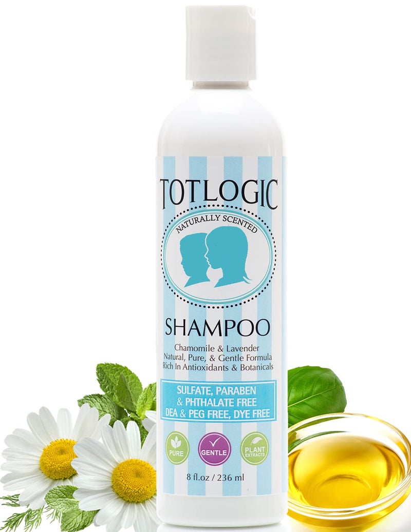 TotLogic Sulfate Free Kids Shampoo - 8 oz Original Scent - Gentle and Paraben Free Non-Toxic Plant Based Formula Safe for Babies and Toddlers, Natural Essential Oils