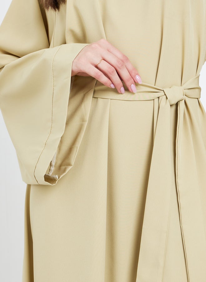 تايك تو عباية طويلة بأكمام طويلة بحزام - Image 4